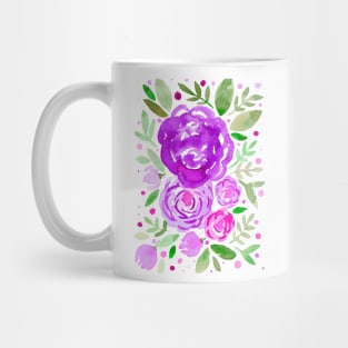 Watercolor roses bouquet - ultra violet and green Mug